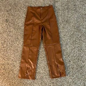 Brown faux leather pants-NWOT